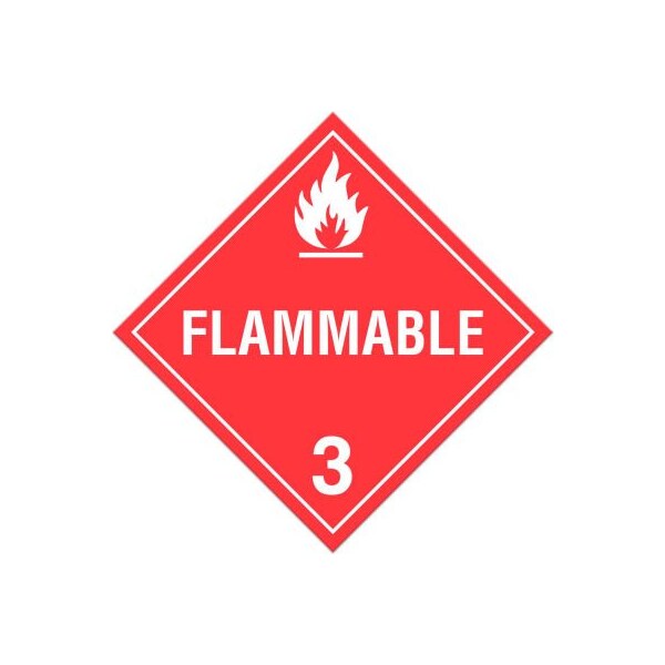 Top Tape And  Label. INCOM Class 3 Flammable Liquids Rigid Plastic Placard - 100/Pkg - TA300SS