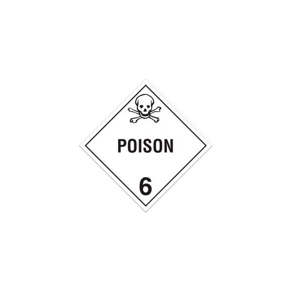 Top Tape And  Label. INCOM Class 6.1 Toxic Substances Rigid Plastic Placard - 100/Pkg - TA600SS