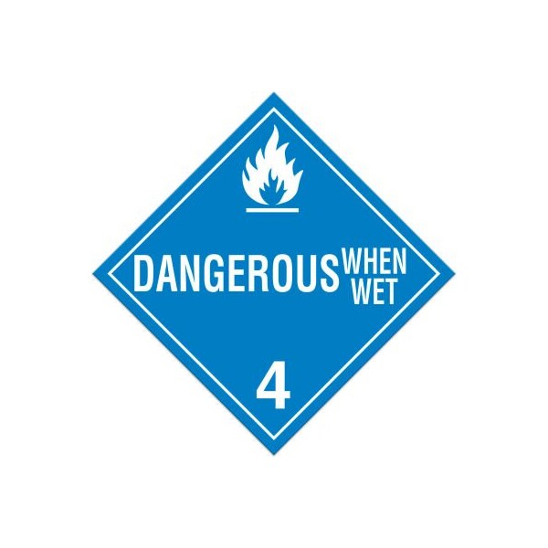 Top Tape And  Label. INCOM Class 4.3 Danger When Wet Tagboard Placard - 100/Pkg - TA430TB