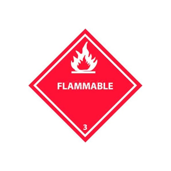 National Marker Co NMC DOT Placard, Flammable 3, 10-3/4in X 10-3/4in, White/Red - DL158R