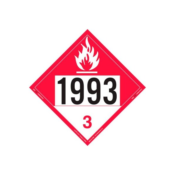 American Labelmark Co LabelMaster ZEZ91993 Combustible Liquid Placard, UN 1993, Removable Vinyl, 25/Pack - ZEZ91993