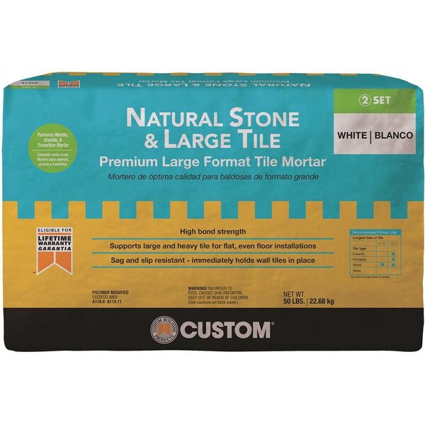 Custom Building Products Premium Mortar, White, Powder, 50 lb Bag - MGMM50