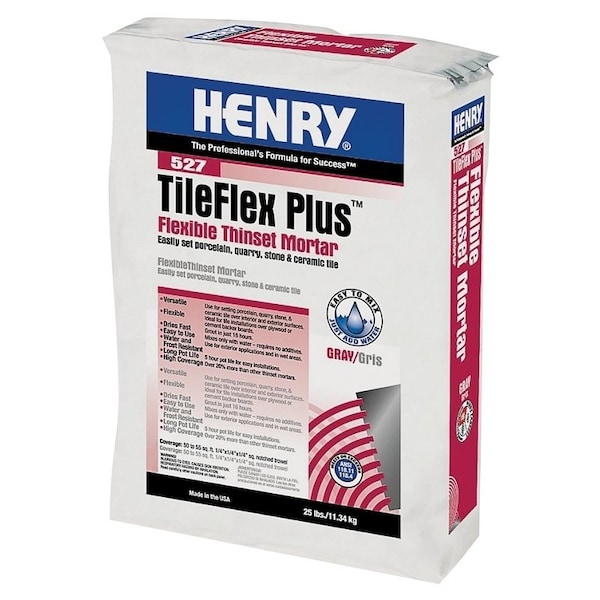 Henry HENRY 527 TileFlex Plus Series 12263 Flexible Thin-Set Mortar, Fine Solid Powder, White, 25 lb Bag - 12263