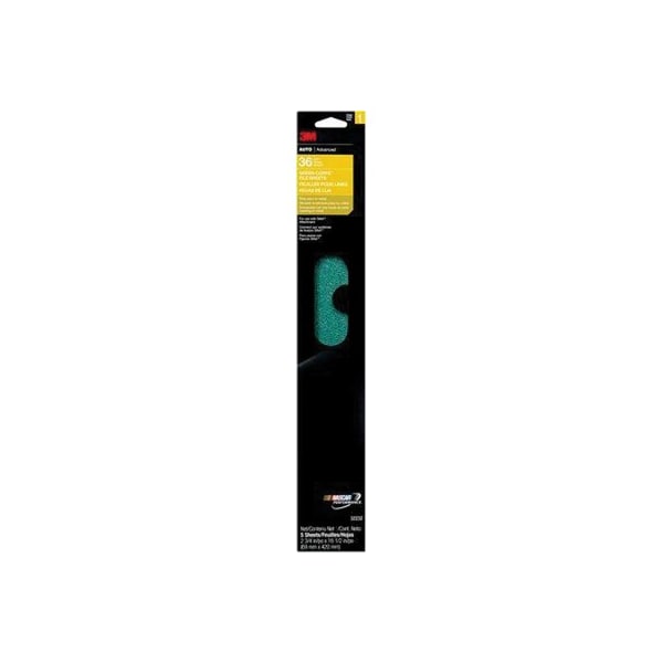 3M 3M Green Corps File Sheet, 32232, 2-3/4 in x 16-1/2 in, 36 grit, 5PK - 7000120008