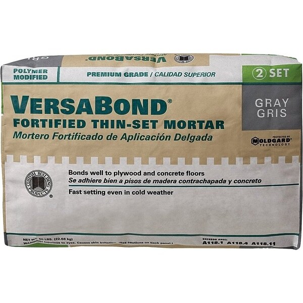 Custom Building Products VersaBond Flex Series Thin-Set Mortar, Gray, Powder, 50 lb, Bag - MTSG50