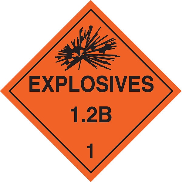 Brady DOT Container Placard, Explosives 1.2 B 1, B-120 Premium Fiberglass, 10-3/4" W x 10-3/4" H - 63344