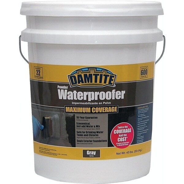Damtite 0 Powder Waterproofer, Gray, Powder, 45 lb Pail - 2451