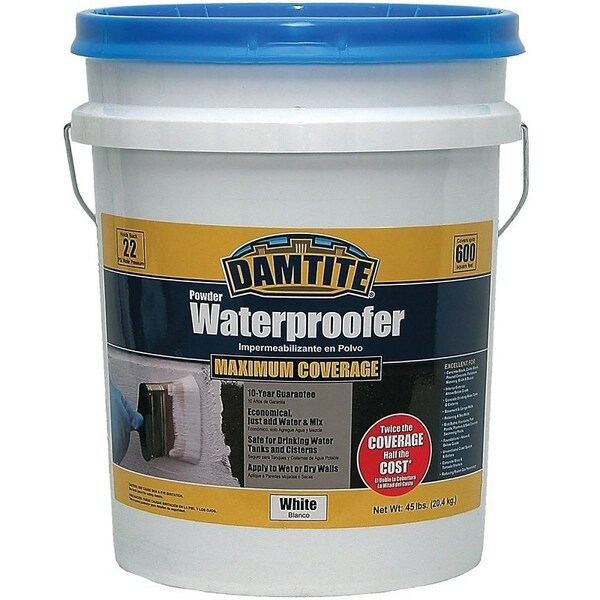 Damtite 0 Powder Waterproofer, White, Powder, 45 lb Pail - 1451