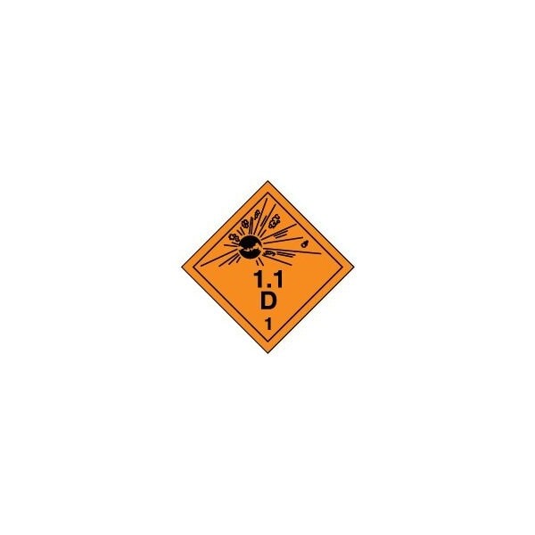 Accuform TDG PLACARD HAZARD CLASS 1  TCP104MG25 - TCP104MG25
