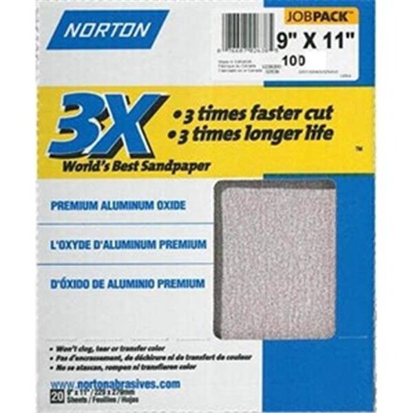 Norton Co Norton 2629 9 x 11 in. 3X P100B Aluminum Oxide Sand Paper -  Pack of 50 - 76607026293
