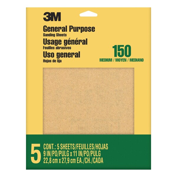 3M Aluminum Oxide Sandpaper Fine, 9001N, PK50 - 9001NA