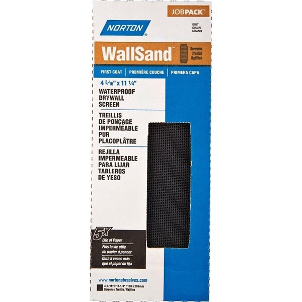 Norton Co WallSand 2302 Sandscreen, 1114 in L, 4316 in W, 100 Grit, Medium, Silicon Carbide Abrasive - 68318