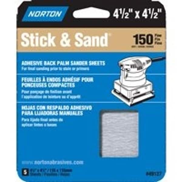 Norton Co 076607 Sanding Sheet, 412 in L, 412 in W, Fine, 150 Grit - 49127