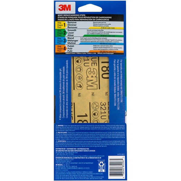 3M Blue Sandpaper, 3 2/3 in X 9 in, 180 G, 8 Sheet/Pack, 20PK - 31577-8