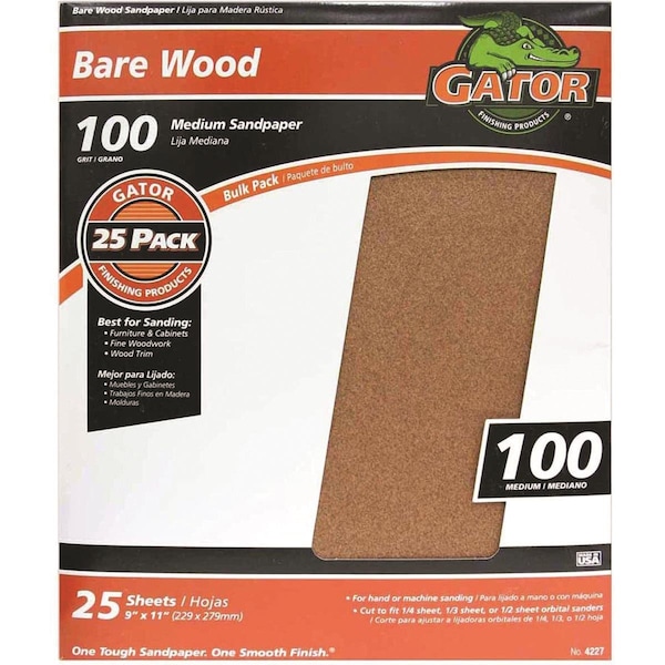 Defenseguard 9 x 11 in. 100 Grit Bare Wood Sandpaper, Garnet - DE3347078