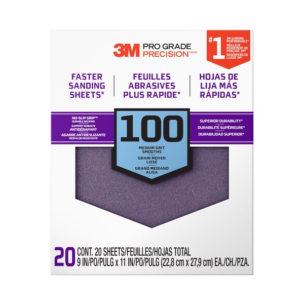 3M 3M Faster Sanding Sheets w/ NO-SLIP GRIP Backing, 9 x 11, 100 Gr, 5PK - SHCP100-PGP20T