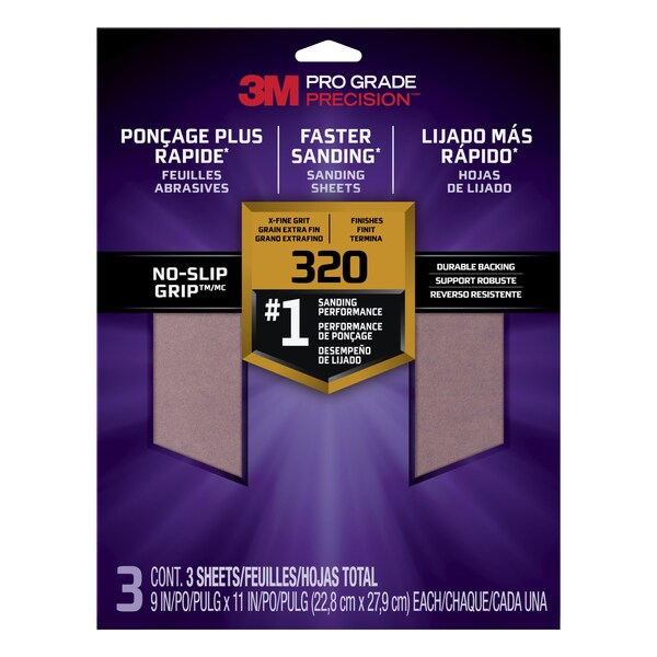 3M 3M Faster Sanding Sanding Sheets 320 grit X-Fine, 9 in x 11 in, 20PK - 26320TRI-3