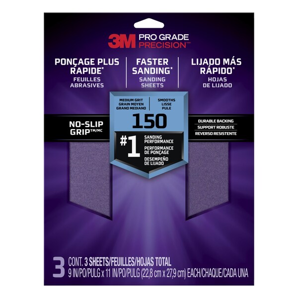 3M 3M Faster Sanding Sanding Sheets 150 grit Medium, 9 in x 11 in, 20PK - 26150TRI-3