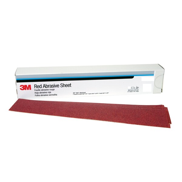3M 3M Red Abrasive Sheet, 01679, P80, 2-3/4 in x 16 1/2 in, 5PK - 316U