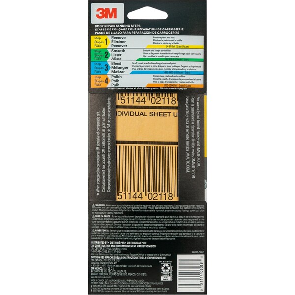 3M Sandpaper 03038, 3-2/3 in x 9 in, 40 Grit, 5/Pack, 20PK - 3038
