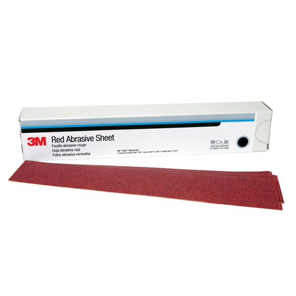 3M 3M Red Abrasive Sheet, 01181, P80, 2-3/4 in x 16 1/2 in, 5PK - 316U