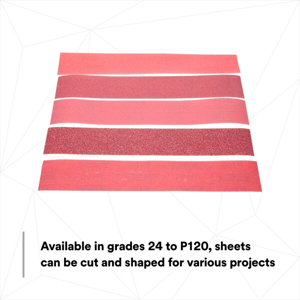 3M 3M Red Abrasive Sheet Roll, 01688, P80, 2-3/4 in x 25 yd, D weight, 6PK - 316U
