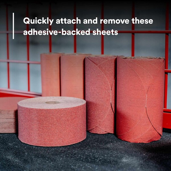 3M 3M Red Abrasive Sheet Roll, 01688, P80, 2-3/4 in x 25 yd, D weight, 6PK - 316U
