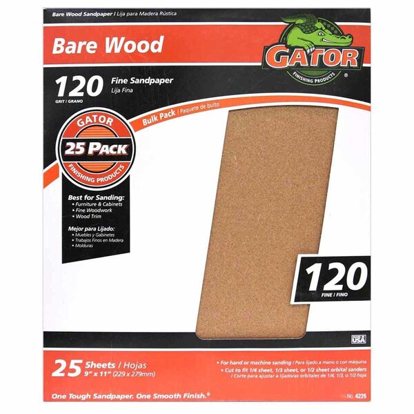 Gator Grit Gator 11 in. L X 9 in. W 120 Grit Aluminum Oxide Sanding Sheet 1 pk - 3275