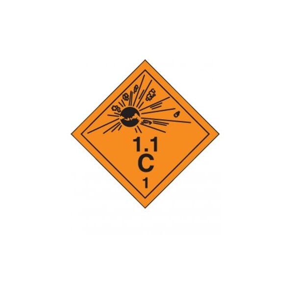 Accuform TDG PLACARD CLASS 1 273MM X 273MM TCP103FV50 - TCP103FV50