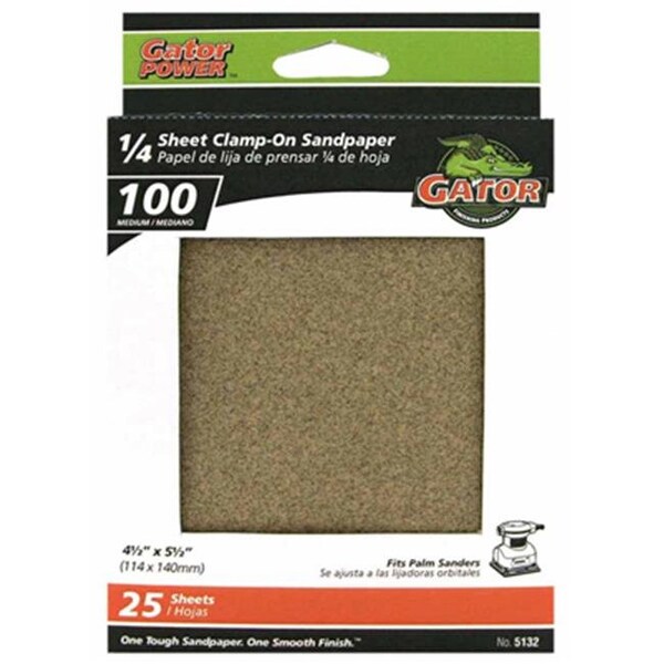 Gator Finishing Ali Industries 5132 4.5 x 5.5 in. 100 Grit Aluminum Oxide Sanding Sheet; 25 Pack - 197338