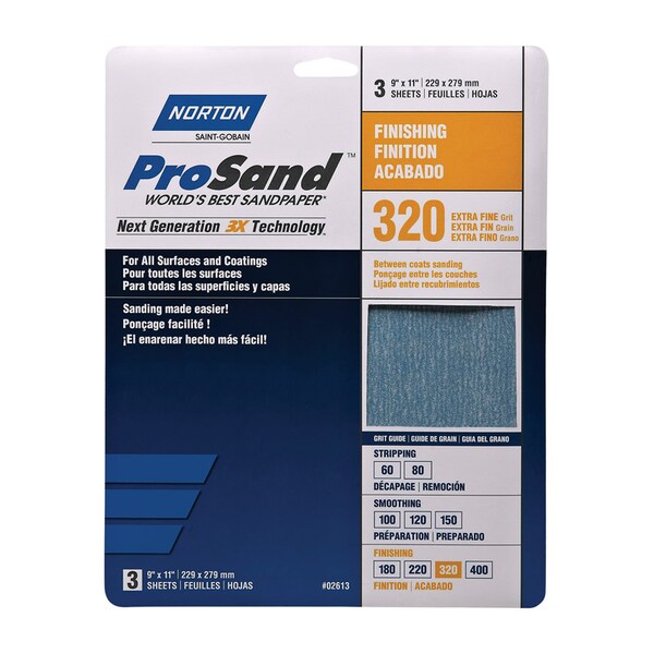 Norton Abrasives SANDPAPR 320G 3PK 9X11 - 7660768157