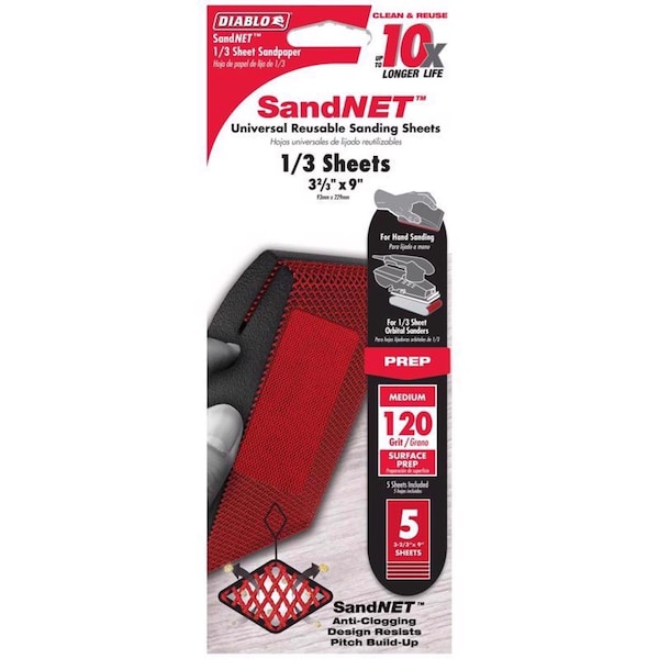 Diablo Diablo SandNet 9 in. L X 3-2/3 in. W 120 Grit Ceramic Blend Sanding Sheet 5 pk - DNS323120S05G