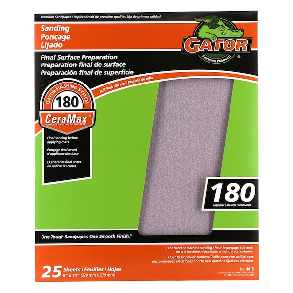 Gator Grit Gator CeraMax 11 in. L X 9 in. W 180 Grit Ceramic Sandpaper 1 pk - 3406