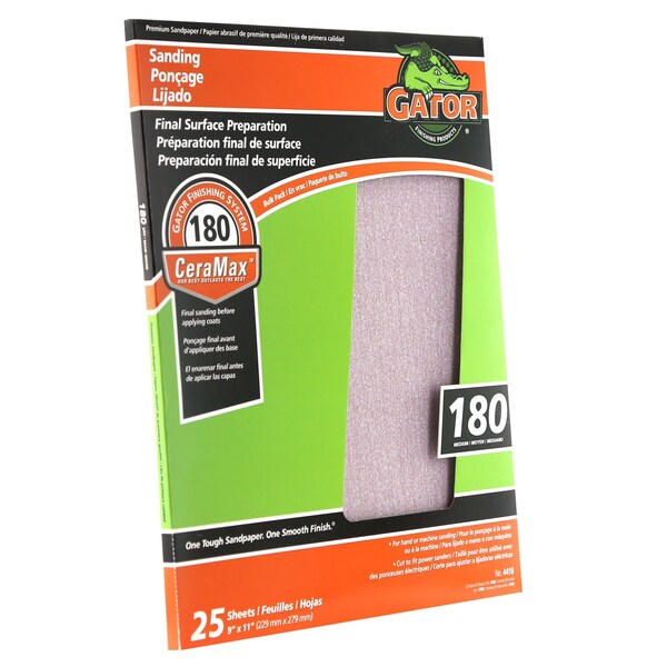 Gator Grit Gator CeraMax 11 in. L X 9 in. W 180 Grit Ceramic Sandpaper 1 pk - 3406