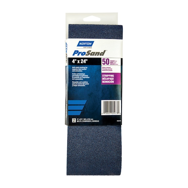 Norton Abrasives Norton ProSand 24 in. L X 4 in. W Zirconia Alumina Cloth Protable Sanding Belt 50 Grit Coarse 2 pk - 7660705473