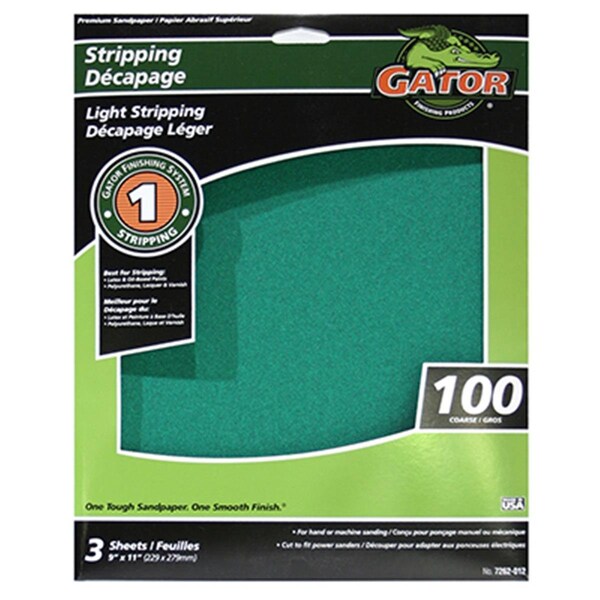 Gator Finishing 7262 9 x 11 in. 100 Grit Sandpaper Sheet, 3PK - 187571