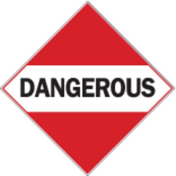 Brady DOT Container Placard, Dangerous, Polycoated Tagstock, 10-3/4" W x 10-3/4" H - 63212