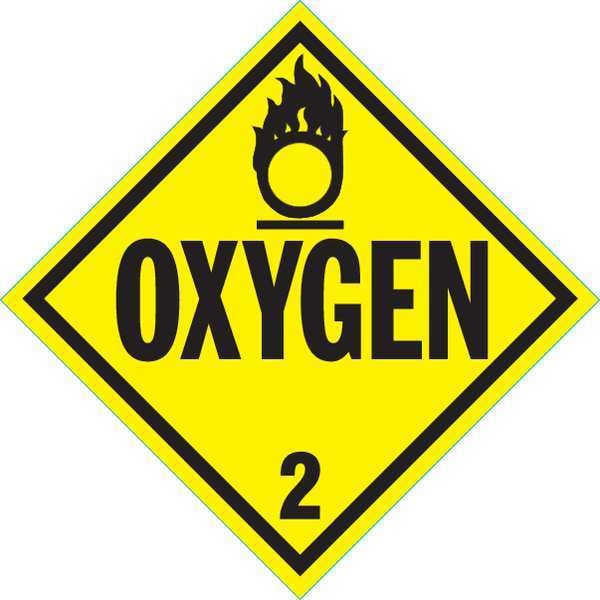 Stranco DOT Container Placard, Oxygen, Self-Adhesive Vinyl, 10-4/5" W x 10-4/5" H, 10 PK - DOTP-0035-V10