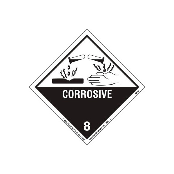 American Labelmark Co LabelMaster HML13 Corrosive Label, Worded, Paper, 500/Roll - HML13