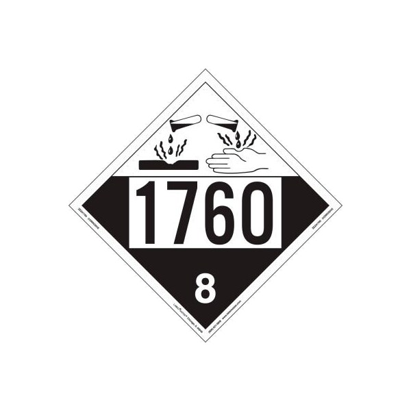 American Labelmark Co LabelMaster ZEZ41760 Corrosive Placard, UN 1760, Removable Vinyl, 25/Pack - ZEZ41760