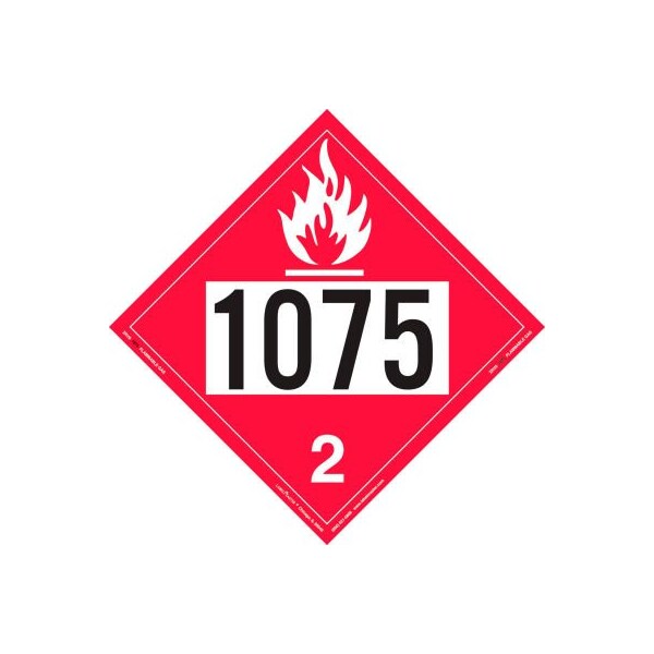 American Labelmark Co LabelMaster ZRV81075 Flammable Gas Placard, UN 1075, Rigid Vinyl, 25/Pack - ZRV81075