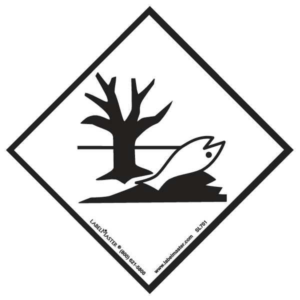 Labelmaster UN Container Placard, Environmentally Hazardous Substance, Vinyl, 10-3/4" W x 10-3/4" H, 10 PK - 19UA56