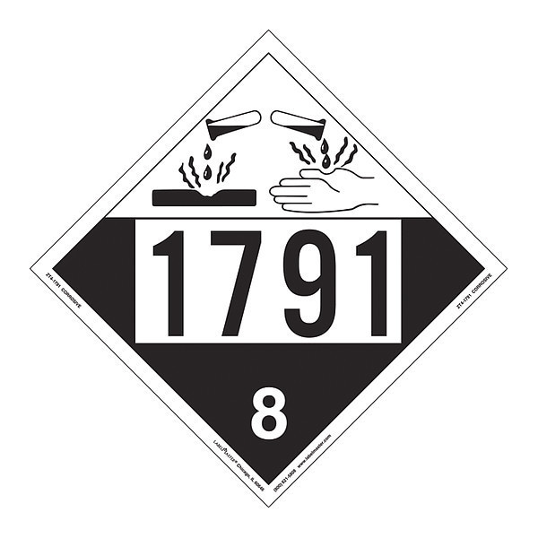 Labelmaster Corrosive Placard, UN 1791, PK25 - ZT4-1791