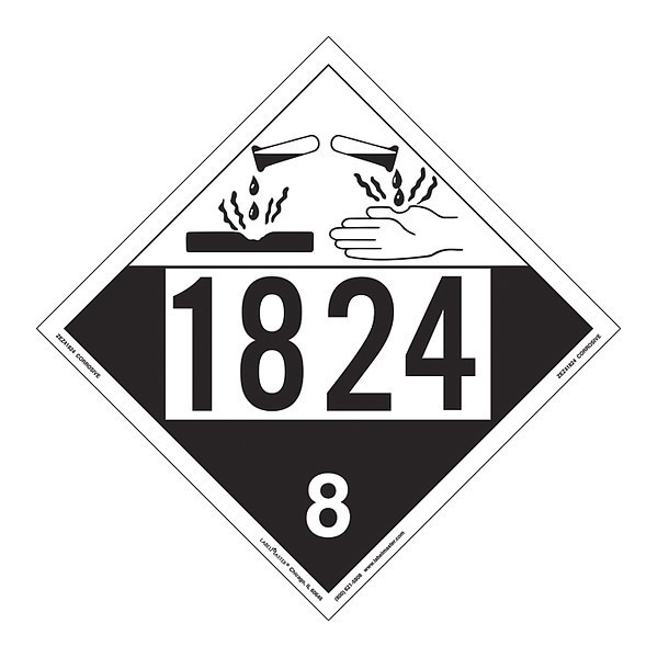 Labelmaster Corrosive Placard, UN 1824, PK25 - ZEZ41824