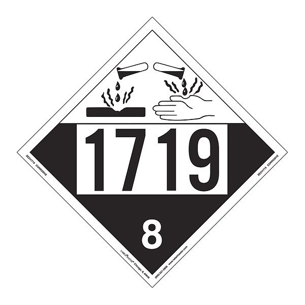 Labelmaster Corrosive Placard, UN1719, PK25 - ZEZ41719