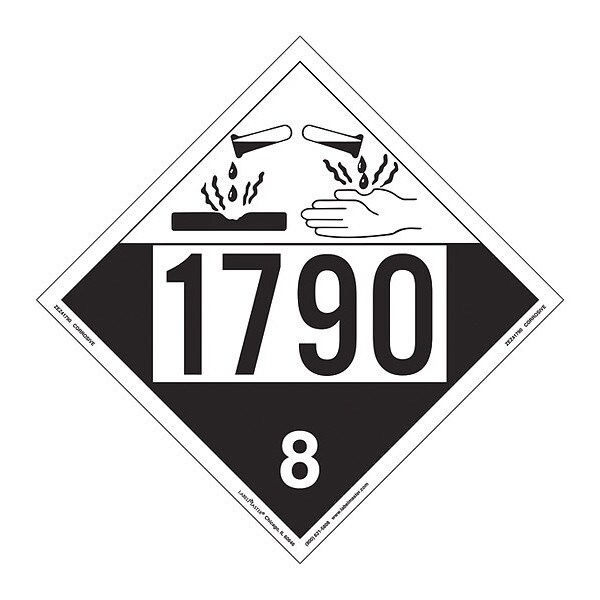 Labelmaster Corrosive Placard, UN 1790, PK25 - ZEZ41790