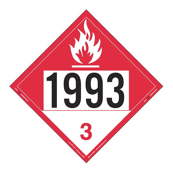 Labelmaster Combustible Liquid Placard, Rgd Vnyl, PK25 - ZRV91993