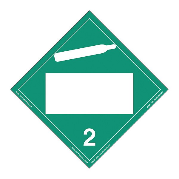 Labelmaster Non Flammable Gas Placard, Vinyl, PK25 - ZEZ3B