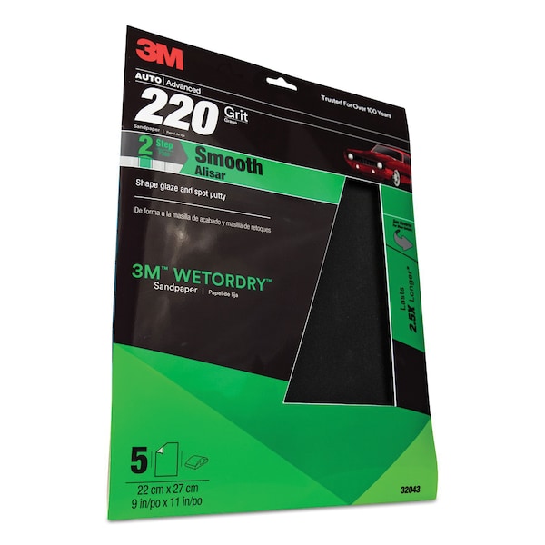 3M 3M 32043 Wetordry Sandpaper - 220 Grit (9" x 11") - 7010308858