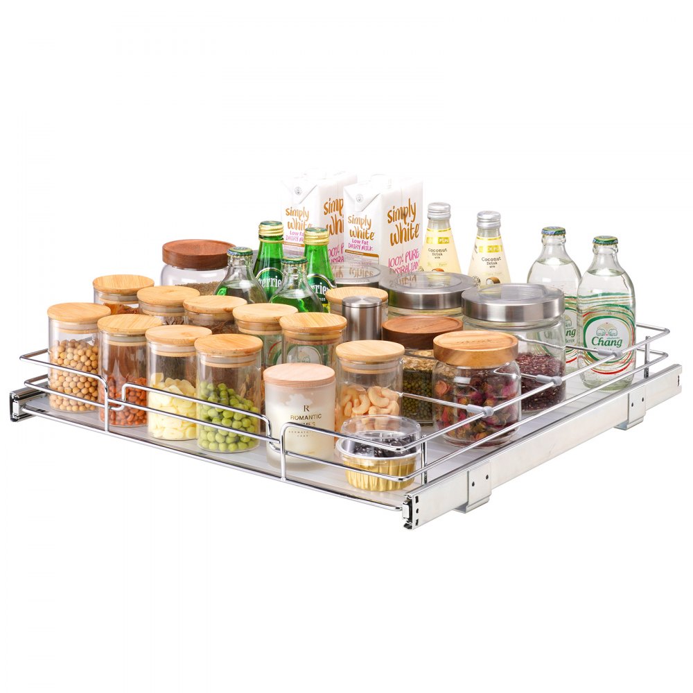 VEVOR 20"W x 21"D Pull Out Cabinet Organizer, Heavy Duty Slide Out Pantry Shelves, Chrome-Plated Steel Roll Out Drawers, Sliding Drawer Storage for Home, Inside Kitchen Cabinet, Bathroom, Under Sink - HG120W21D315HV5E0V0